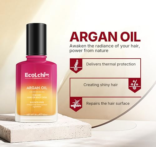 Argan Hair Oil Hair Serum Cold Pressed Weightless Vitamin E Argan Oil Hair Treatment for All Hair Types Dry Damaged Hair Body Skin 60ml