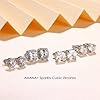 KRFY Cubic Zirconia Silver Stud Earrings | 18 K White Gold Hypoallergenic Sterling Silver Post Earrings | Brilliant Large Simulated Diamond Halo Stud Earrings for Women Men #3