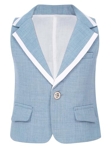 Baby Boys Formal Suit Vest Slim Fit Notched Lapel Casual Waistcoat for Wedding Party