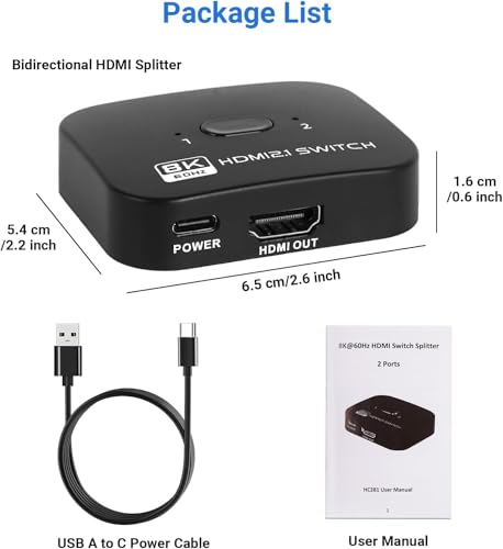 8K Bi-Directional HDMI Switch 2 in 1 Out, 4K@120Hz HDMI Splitter Switch by TCNEWCL - Used condition - Image 6