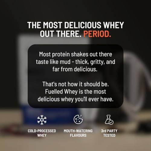 Image of FUELLED Whey Protein Powder Concentrate & Isolate with 24 g Protein, 5 g BCAA (1 kg, 30 Servings) Lab Tested (Cookies N Creme)