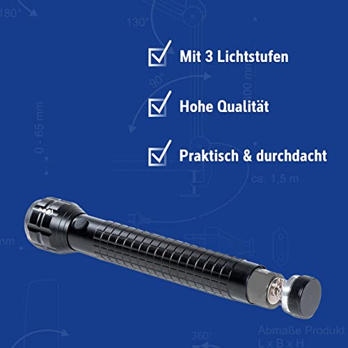 MAUL LED-Taschenlampe MAULkronos XL – outdoor-taugliche LED Taschenlampe für die professionelle Anwendung – extrem helle Taschenlampe mit langer Leuchtdauer und Spritzwasserschutz (IPX4) – schwarz