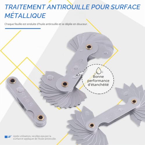 Glarks Lot de 4 jauges de rayon R0.3-1.5/R1-6.5/R7-14.5/R15-25 en acier inoxydable - Outil de mesure convexe portable pour outils et machines de découpe – vue 6
