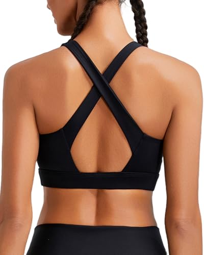 Image of RUNNING GIRL High Impact Sports Bras for Women, High Support Running Strappy Women's Sports Bra with Sewn in Pads