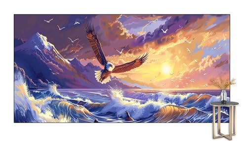 Broderie diamant complet xxl aigle 130x60cm peinture strass carrés grand réalisme - 2
