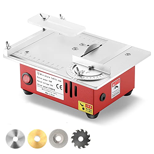 Mini Table Saw, SeeSii 0-14mm Sawblade Lifting Height Electric Desktop Saw 9200/min Household DIY Woodworking Precision Cutter Small Cutting Machine for Wood Plastic