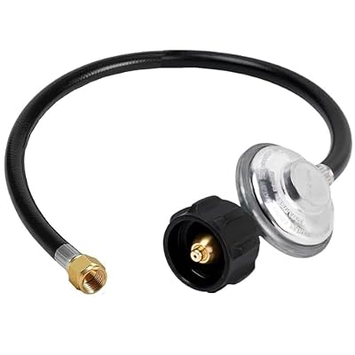 2 Feet Propane Grill Regulator and Hose,QCC1 Universal Regulator Hose Fire Pit Grill Heater Propane Hose Replacement Parts for Most Fire Pit Table and LP Gas Grill Heater,3/8" Female Flare Nut