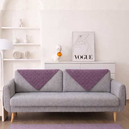 Image of HOMETHREADS Innovative Premium Velvet Sofa Cover Mat with PVC Backing for Non-Slip Comfort (C Purple, 1Pc Backrest | 70x70cm)