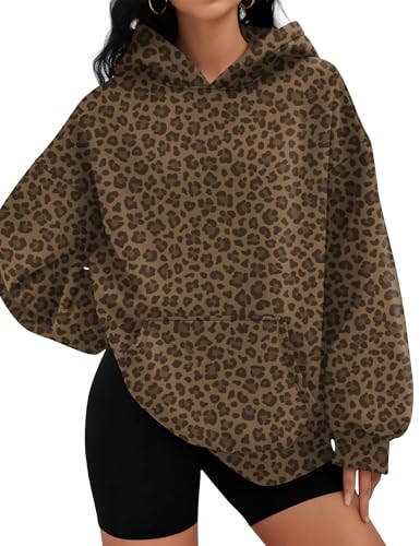 LOMON Hoodies for Women Oversized Leopard Hooded Sweatshirt Pullover Sweater Winter Fall Tops Long Sleeve Graphic HoodieCamo-Brown Leopard Print XXL