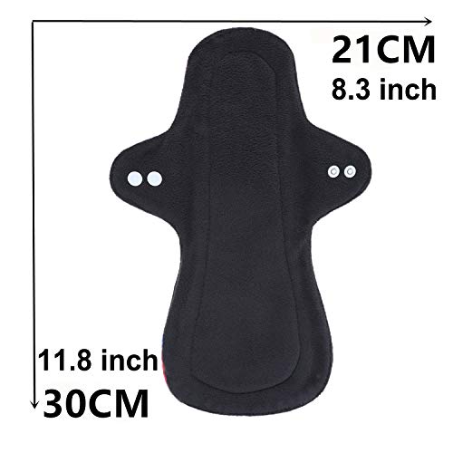 Image of 7pcs Pack Reusable Washable Cloth Incontinence Pads Including 6pcs Heavy Flow Bamboo Charcoal Reusable Menstrual Pads Cloth Mama Sanitary Pad + 1pc Mini Wet Bag