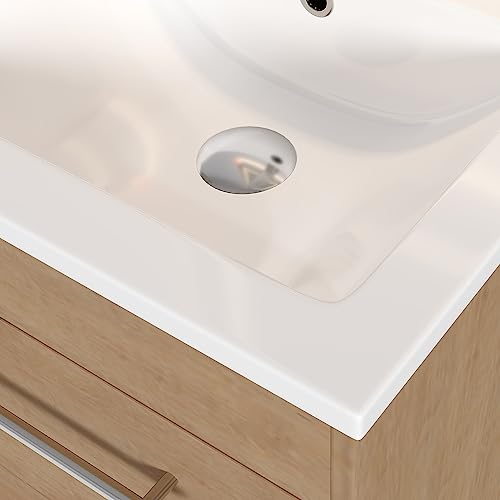 Dowell 18" Bathroom Sink,Single Bowl Vanity Ceramic Basin,Rectangular Drop-In Bathroom Sink with Overflow,White-000 1816B - Thumbnail 2