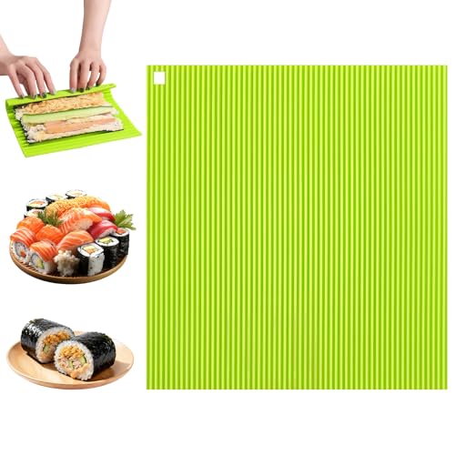 TESSTSY Tapis Sushi, 22 x 20 cm Natte Sushi, Tapis à Sushis en Silicone, Natte à Sushis,...