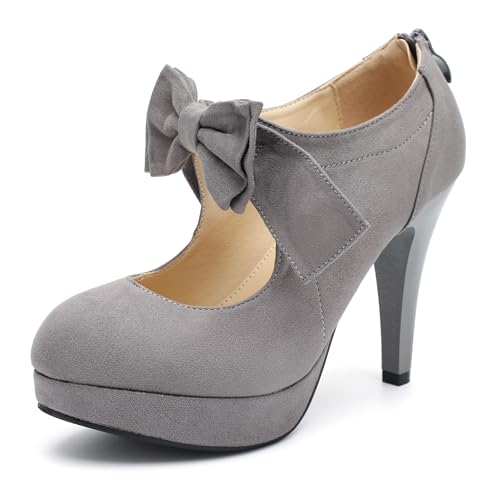 fereshte Women's Platform Mary Jane Pumps with Bow, High Heel, Closed...