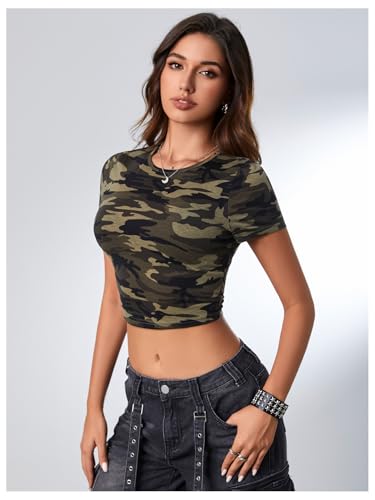 SweatyRocks Women's Basic Short Sleeve Scoop Neck Crop Top Casual Tee Tops4