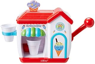 Nuby Ice Cream Shop Bubble Machine, Bath Toy for Toddlers from 3 Year Olds and Older. Foam Cone Ice Cream Maker Bath Wall Toy, Red