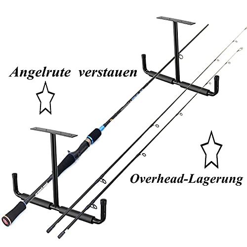 Garage Schwerlasthaken Gummiert Deckenmontag, 2er Set Autoreifen Deckenhaken Schwarz Stahl Doppelt Spitze 20cm, Deckenhalterung für Leiter und Sportgeräten wie Ski, Surfboard, Angelruten