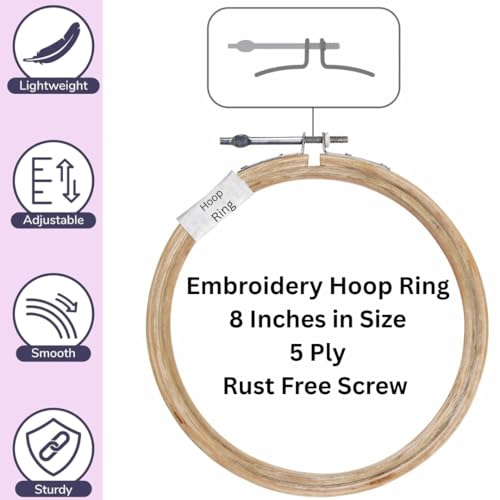 Image of Artonezt Complete Embroidery Kit for Beginners & Experts with 3 Sizes Adjustable Lengths Hand Tufting Punch Needle, Wooden Hoop Ring, Marking Pen,Thread Cutter Cap Tool for Sewing, Knitting, DIY Needlecraft Supplies