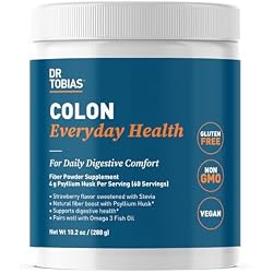 Dr. Tobias Colon Everyday Health Psyllium Fiber Supplement for Gut Health | Daily Digestive Comfort | 4 g Psyllium Husk Fiber Drink Mix | Vegan, Gluten-Free & Non-GMO | Strawberry | 60 Servings