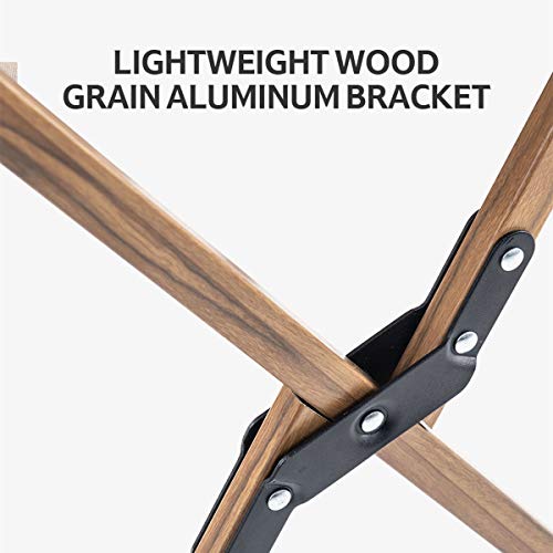 Naturehike Outdoor Furniture Camping Wood Grain Aluminum Folding Moon Chair (Khaki) #TOP3