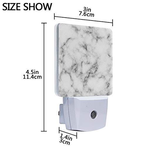 Vdsrup Marble Night Light Set Of 2 Black White Stone Plug In Led Nightlights Auto Dusk-To-Dawn Sensor Lamp For Bedroom Bathroom Kitchen Hallway Stairs #TOP2