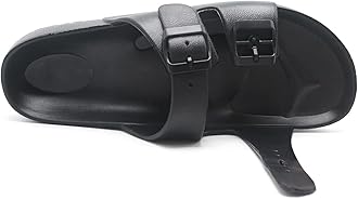 BEMGNAR Men’s Lightweight Comfort Slides Double Buckle Slip-on Adjustable EVA Orthopedic Flat Sandals