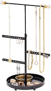 Sasha Morel Hanging Jewellery Organiser Stand, Tree Jewlery Necklace Stand Display and Earring Holder for Home, Decorative Hanging Storage for Necklaces, Bracelets, Rings, Earrings (Black)