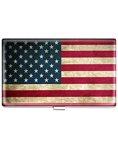 Swooflia Metal Vintage USA Flag Card Case