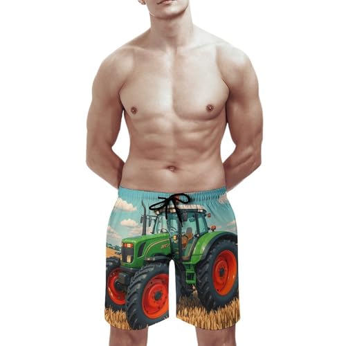Mens Shorts Fantasy Farm Tractor Men Swim Trunks Quick-Dry Beach Shorts with Drawstring Pocket Bathing Suit3