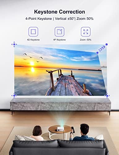 Projector, 5G WiFi Bluetooth Projector 9800Lumen Native 1080P Full HD, WiMiUS Mini Portable Projector with 4P/4D Keystone Zoom, 4k projector home cinema for Phones/Fire Stick/PS5/PPT [Bag Included]