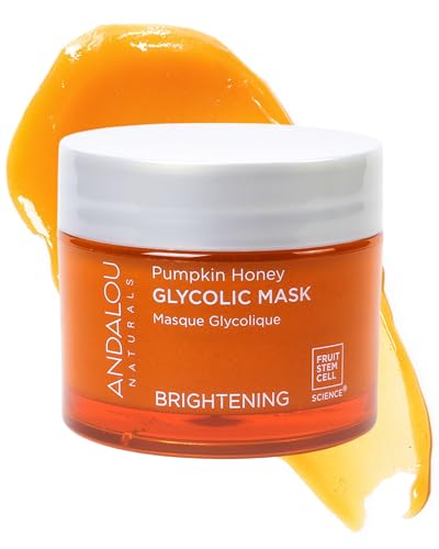 Andalou Naturals Pumpkin Honey Glycolic Mask (NEW FORMULA) - Exfoliating Face Mask with Glycolic Acid, Vitamin C for a Radiant Glow - Gentle Exfoliant Removes Dirt & Dry Skin Cells - 1.7 fl oz