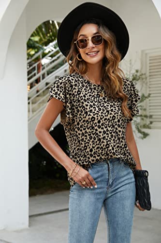 BMJL Women's Casual Cute Shirts Leopard Print Tops Basic Summer Short Sleeve Fashion Soft Blouse Loose Fit Tshirt4
