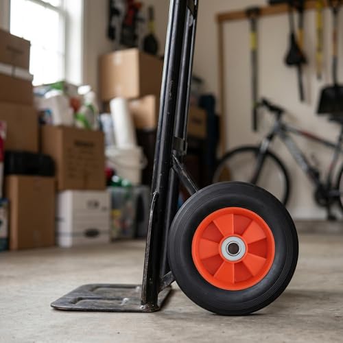Image of 4 Pack 8 Inch Solid Rubber Replacement Wheels, Flat Free Hand Truck Tires with 5 /8 Inch Axle Hole, Hand Truck Replacement Wheels for Cart, Wagons, Wheelbarrow, Dolly, Trolley, 176 lbs Max Load