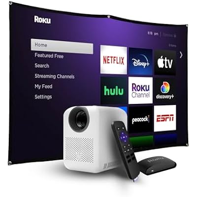 HP CC180 Promo 3in1 Portable HD Smart Video Projector with Roku Express HD /84 Screen