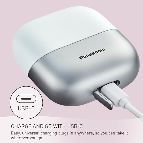 panasonic swipe right travel shaver for women portable electric razor with usb-c charging 3-blade cutting system for dry or wet use - es-cm3a-w