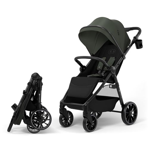 Kinderkraft Grande 2 Stroller Baby Pushchair up to 22kg Click&FOLD Large Shock-Absorbing Wheels Adjustable Spacious Seat Lightweight Green