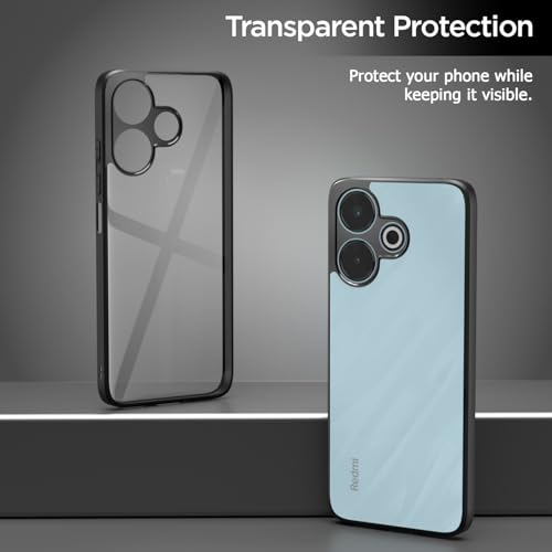 Image of Amazon Basics Back Cover for Redmi 13 5G / Redmi 13 4G / Poco M6 Plus 5G | Shockproof Sleek Hybrid Armor Bumper Case (Black)