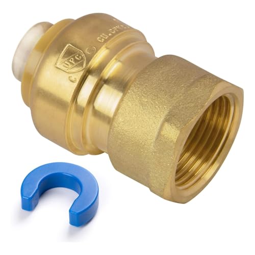 KAINGA 3/4" PTC to 3/4" NPT Female Adapter Push-Fit, Push to Connect Brass Plumbing Fitting for Copper, CPVC, PEX Pipes, With Upgraded Stiffener, Disconnect Clip Included, NSF & UPC Certified by KAINGA - Used condition - US$7.26