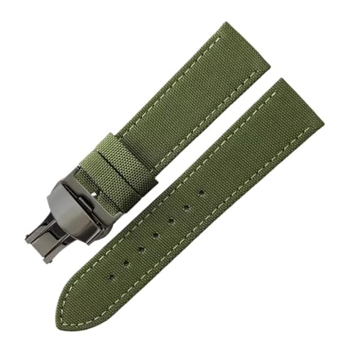 Bracelet montre nylon 22mm vert noir pour aventures Citizen et Tissot