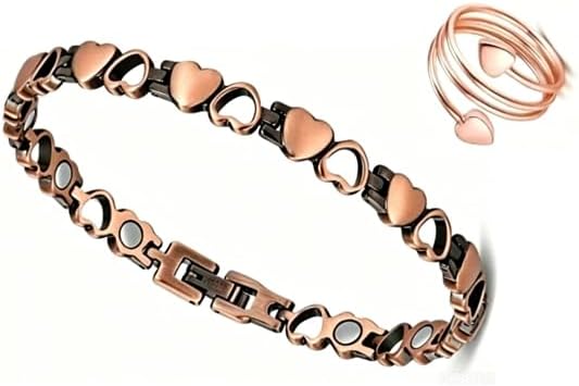 Copper Ankle Bracelet and Heart Ring Set for Women, Copper Anklet with Heart Charms, Adjustable Copper Ankle Bracelet for Daily Wear and Special Occasions, Elegant Foot Jewelry Gift for Her