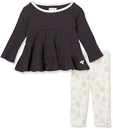 Image of Burt's Bees Baby Baby Girls' Long Sleeve Top and Pant Set, 100% Organic Cotton
