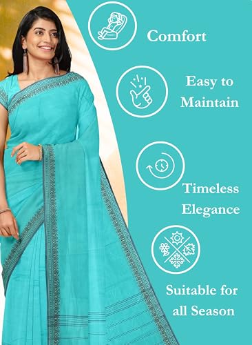 Image of Women's Chettinad Cotton Sarees | Handloom Saree with Blouse | Pure Cotton Sarees for Women Daily use and All Occasion Wear| Soft, Comfort Cotton Saree