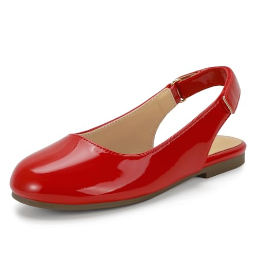 Hehainom �K�[���Y�h���X�V���[�Y �X�����O�o�b�N �t���b�g ���E���h�g�D �c�� �����Ȏq�� �T���_�� �� �t�����[�K�[�� ���̔q�� ����V���[�Y, Redpatent�B, 8 Toddler