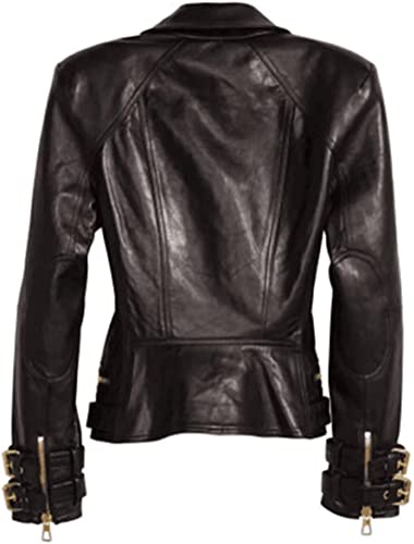 CHAYELL Womens Brando Leather Jacket Ladies Rose Golden Genuine Leather Motorcycle Biker Black Lambskin Jacket4