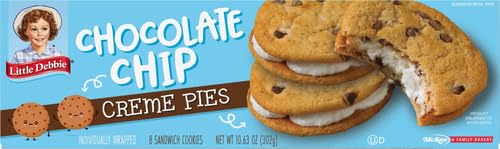 Little Debbie Chocolate Chip Creme Pies, 8 Individually Wrapped Sandwich Cookies, 10.63 OZ Box - Thumbnail 2