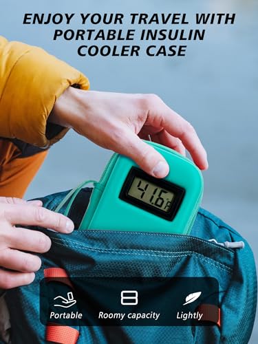 youshares insulin cooler travel case with temperature display - refrigerated medicine cooling bag with 2 tsa approved ice pack medication pen diabetic supplies organizer for trip and daily