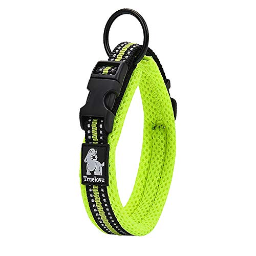 Image of PetsUp Nylon Stylish Dog Collar Neck Belt for Small Medium Large Dogs (Large, Reflective Collar- Green), 40 x 2 cm