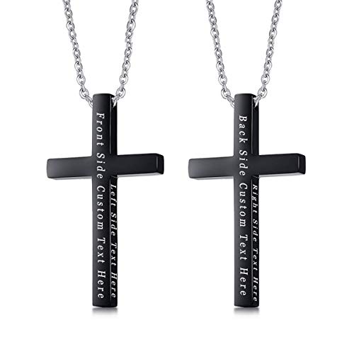 Vnox Black Cross Necklaces Personalized Customized Classical Christian Bible Verse Cross Pendant Necklace Prayer Gifts For Men Women #TOP7