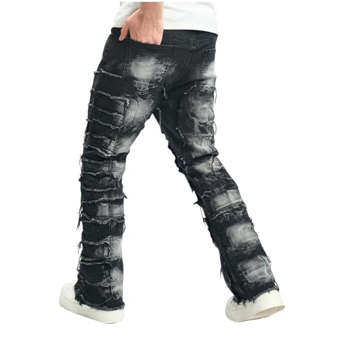 Men's Ripped Jeans Vintage Washed Frayed Fashion Denim Pants Teen Boys Distressed Hip Hop Rap Streetwear Straight Fit4