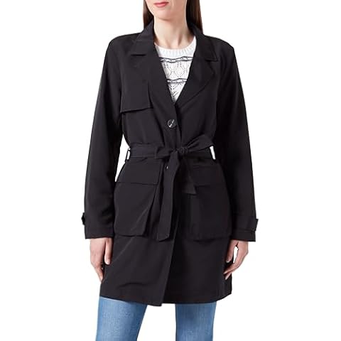 ONLY Women's Black Onlcaroline Trench Coat Cover
