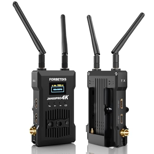 JM400PRO Wireless SDI HD Transmitter and Receiver, 985ft HD SDI Extender Kit, 4K Ultra HD Wireless Video Transmission System, 0.06S Latency for Videographer Photographer Filmmaker (2Pcs)